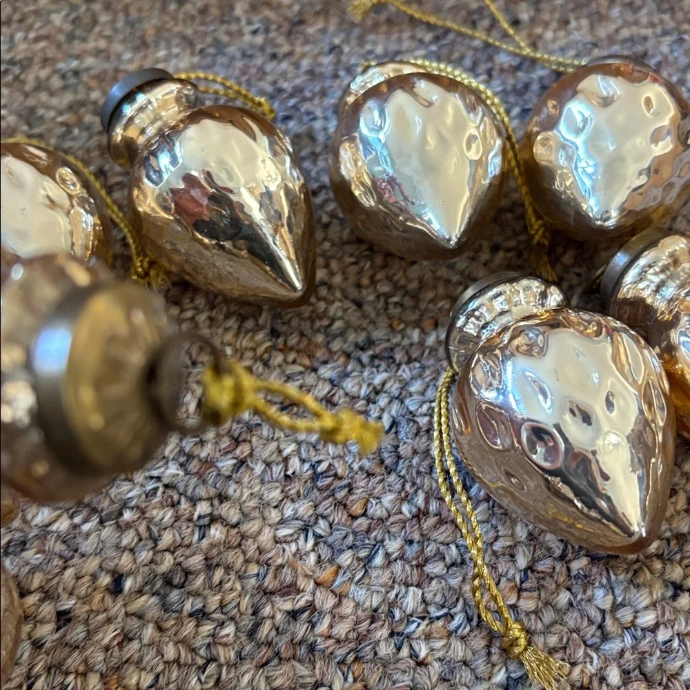 8 Restoration Hardware Gold Mercury Glass Ball Spindle Ornaments